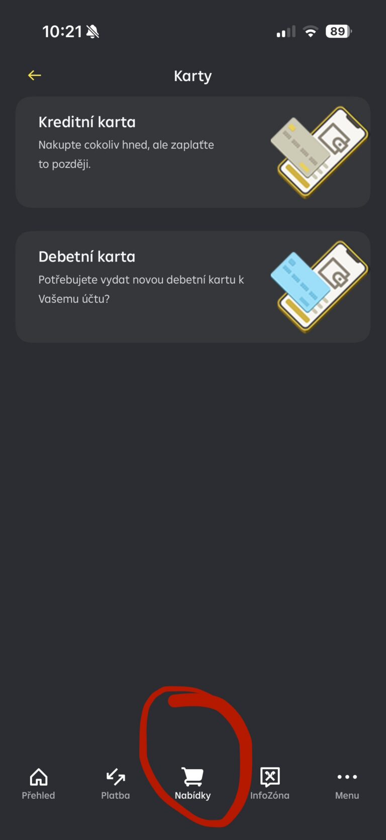 screen z internetového bankovnictví Raiffaisen bank