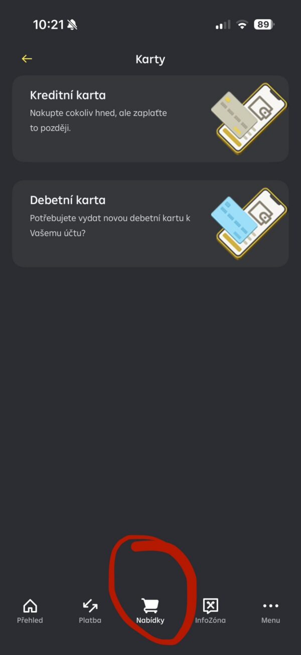 screen z internetového bankovnictví Raiffaisen bank
