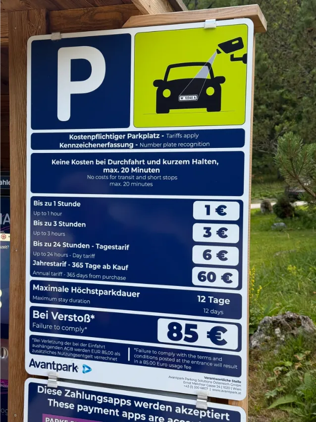 ceník parkování u chaty Bodenbauer